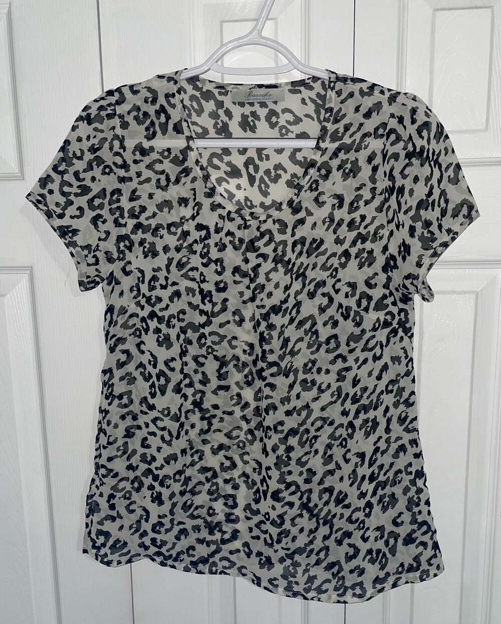 Peacocks Leopard Print Chiffon Blouse